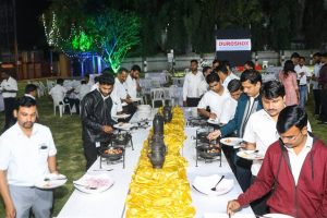 Employees having dinner in Duroshox team building event