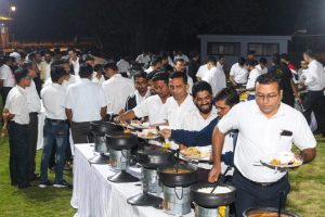 Employees having dinner in Duroshox team building event